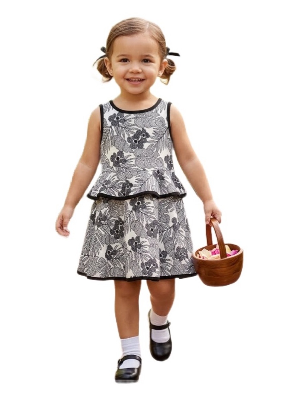 Janie and Jack Black & White Floral Jumper Size 2